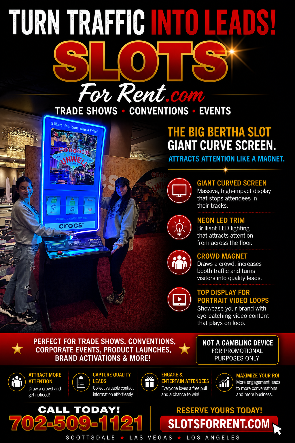 Big Bertha promotional slot machine rental for Las Vegas trade shows