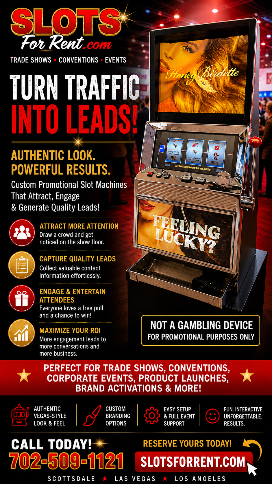 Promotional slot machine with video LED topper