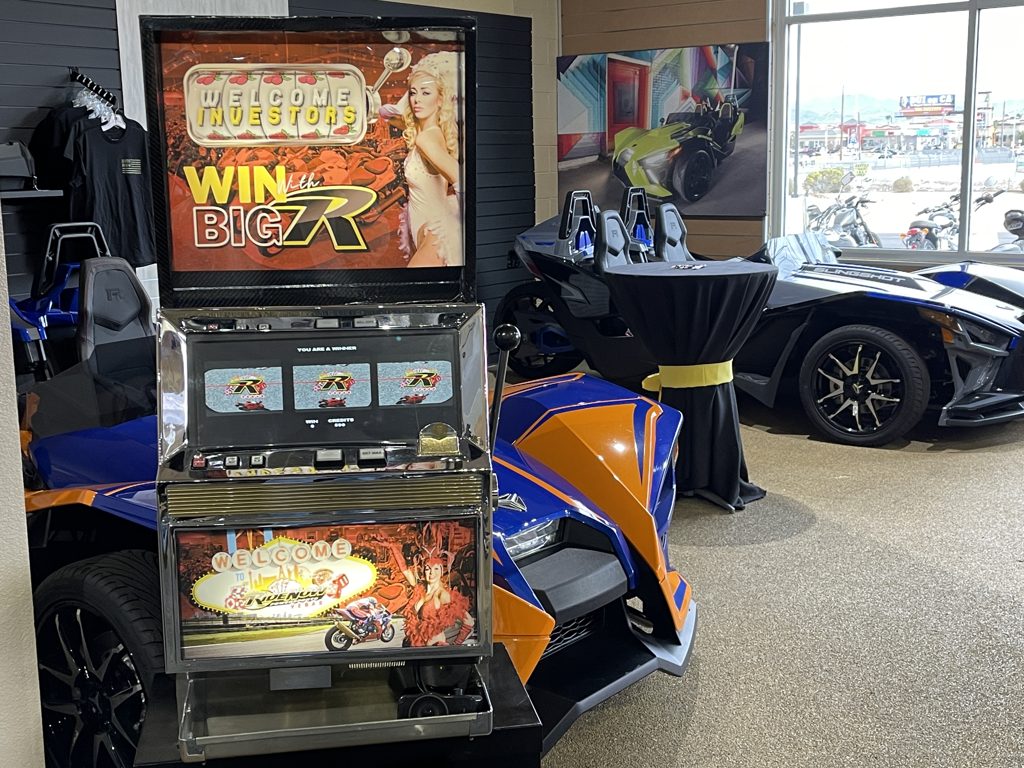 Custom branded classic slot machine installed for a promotional event