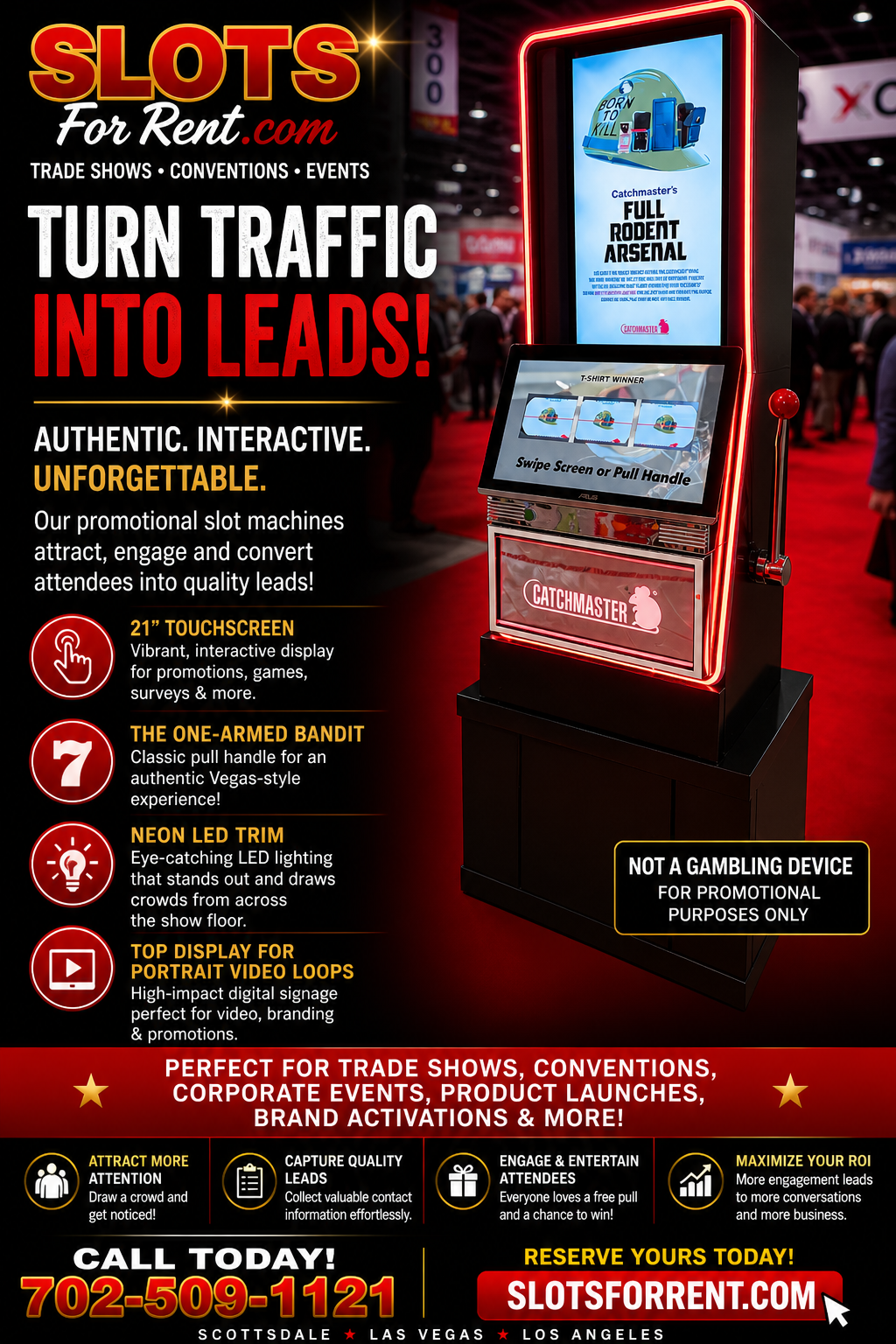 Mega Touch promotional slot machine with pull arm