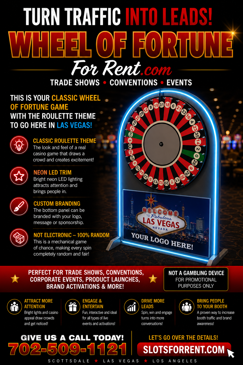 Wheel of Fortune style promotional prize game rental